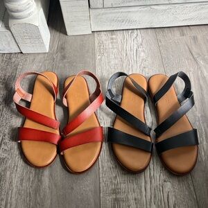 Cynthia Rowley Black and Brown Sandals with Leather Straps
